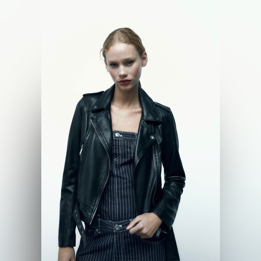 Zara 100% Leather Jacket NWT size XS - Picture 2 of 8